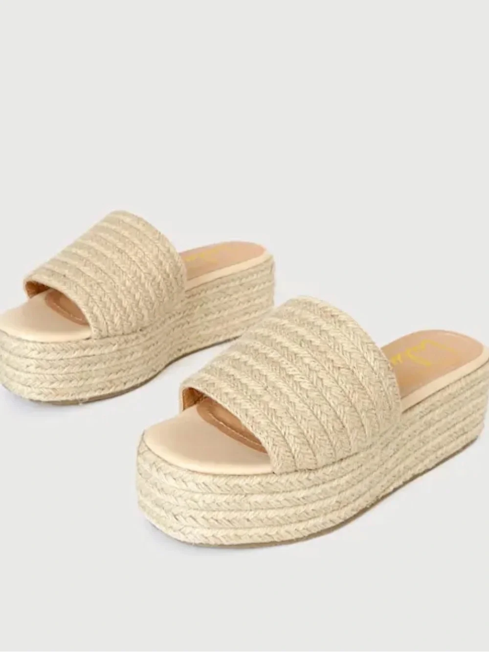 Lulus Beige Braided Platform Slide Sandals